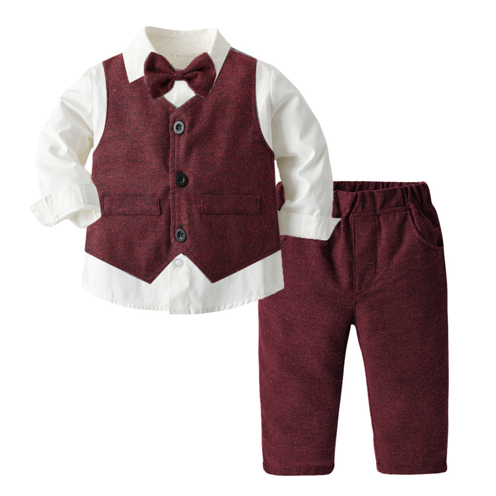 Boys Autumn Clothing Children's Suit Three-piece Set - Image 5