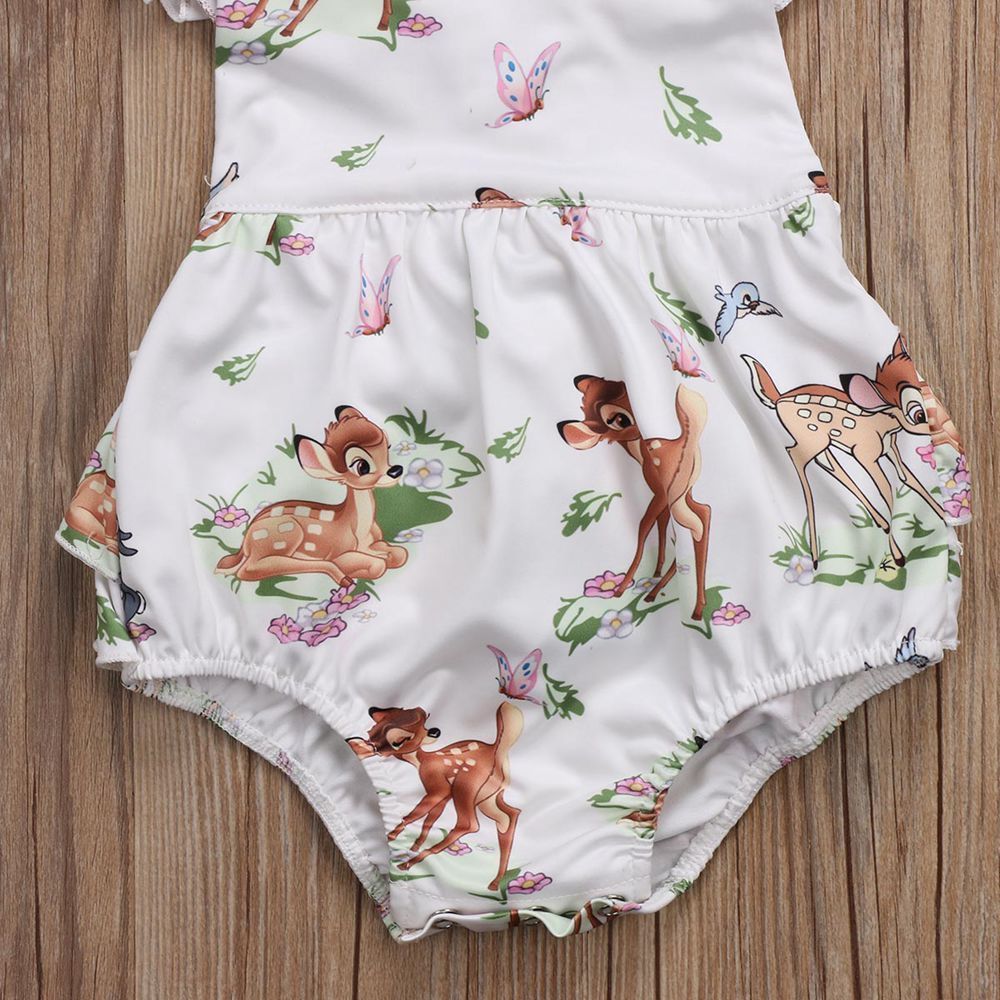 Foreign trade summer infant girl cartoon deer ha suit bow headwear two-piece - Image 5
