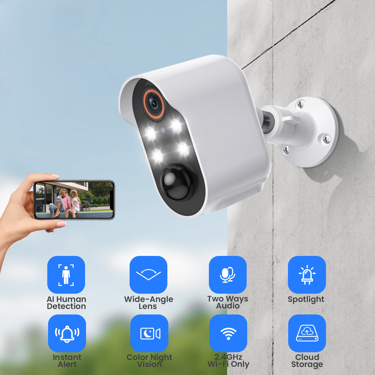 Security Battery Camera Wireless WiFi Outdoor Monitoring