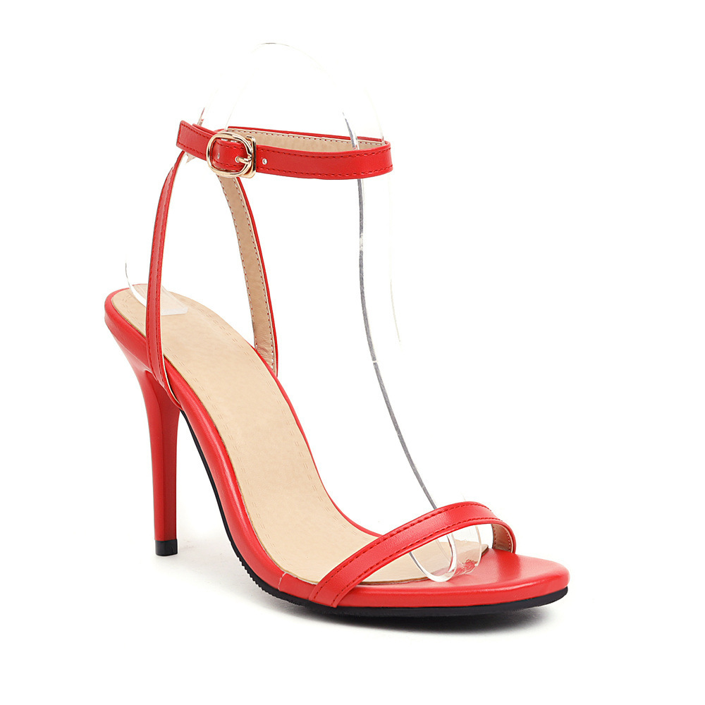 Sexy Stiletto Heel Super High Buckle Hollow-out Solid Color Sandals - Image 6