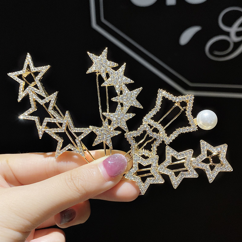 Five-pointed star rhinestone hair clip Liu Haibin clip