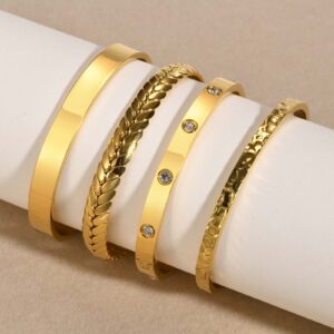 Stainless Steel Glossy Bracelet With Drill