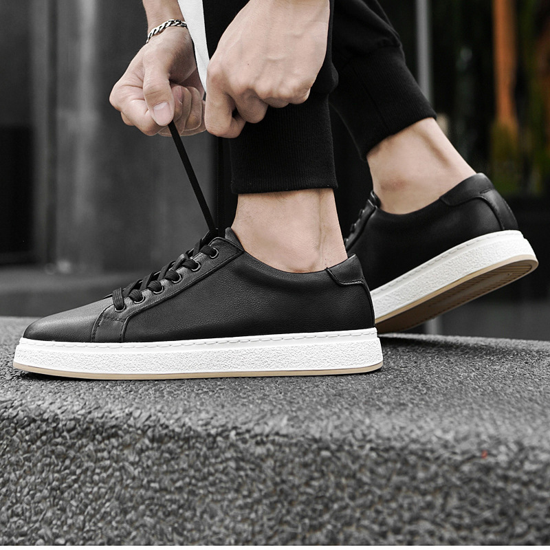 Men's Business Genuine Leather Lace-up Soft Bottom Platform Sneakers - Image 4