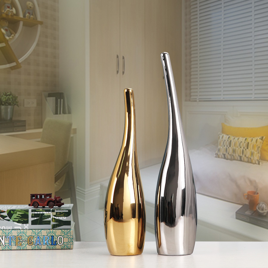 Nordic Gold Plating Ceramic Vases Model Room Home Decor - Image 3