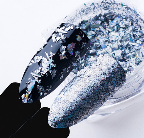 Aluminio Nail Flakes Lentejuelas Polvos De Maquillaje Espejo Mgico Glitters Oro Plata Rojo Colores Irregular Pigmento Nail Decoracion - Image 5