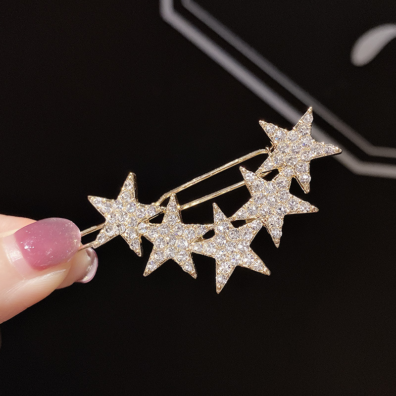 Five-pointed star rhinestone hair clip Liu Haibin clip - Image 6