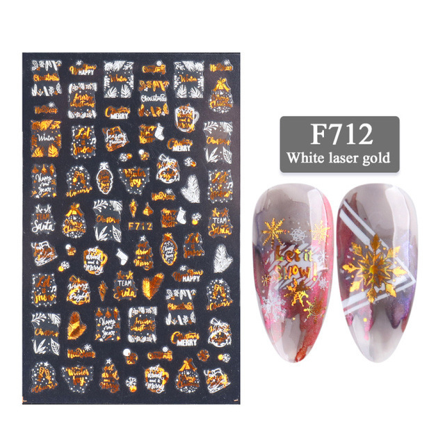 New Nail Stickers 3D Christmas Series Two-color Golden Laser Snowflake Thin Stickers Nail Art Design Nail Art Stickers - Image 3