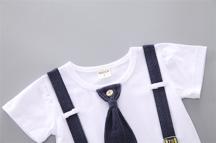Baby Round Neck Tie Shorts T-shirt Set - Image 10