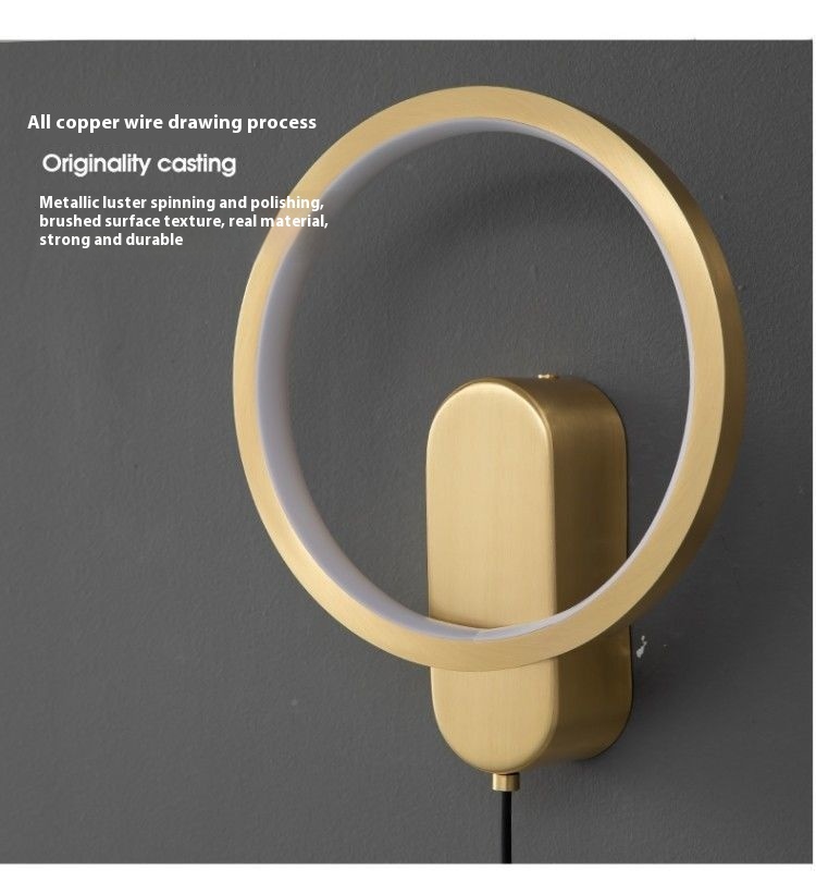 Copper Wall Lamp Light Luxury Bedroom Bedside Lamp - Image 4