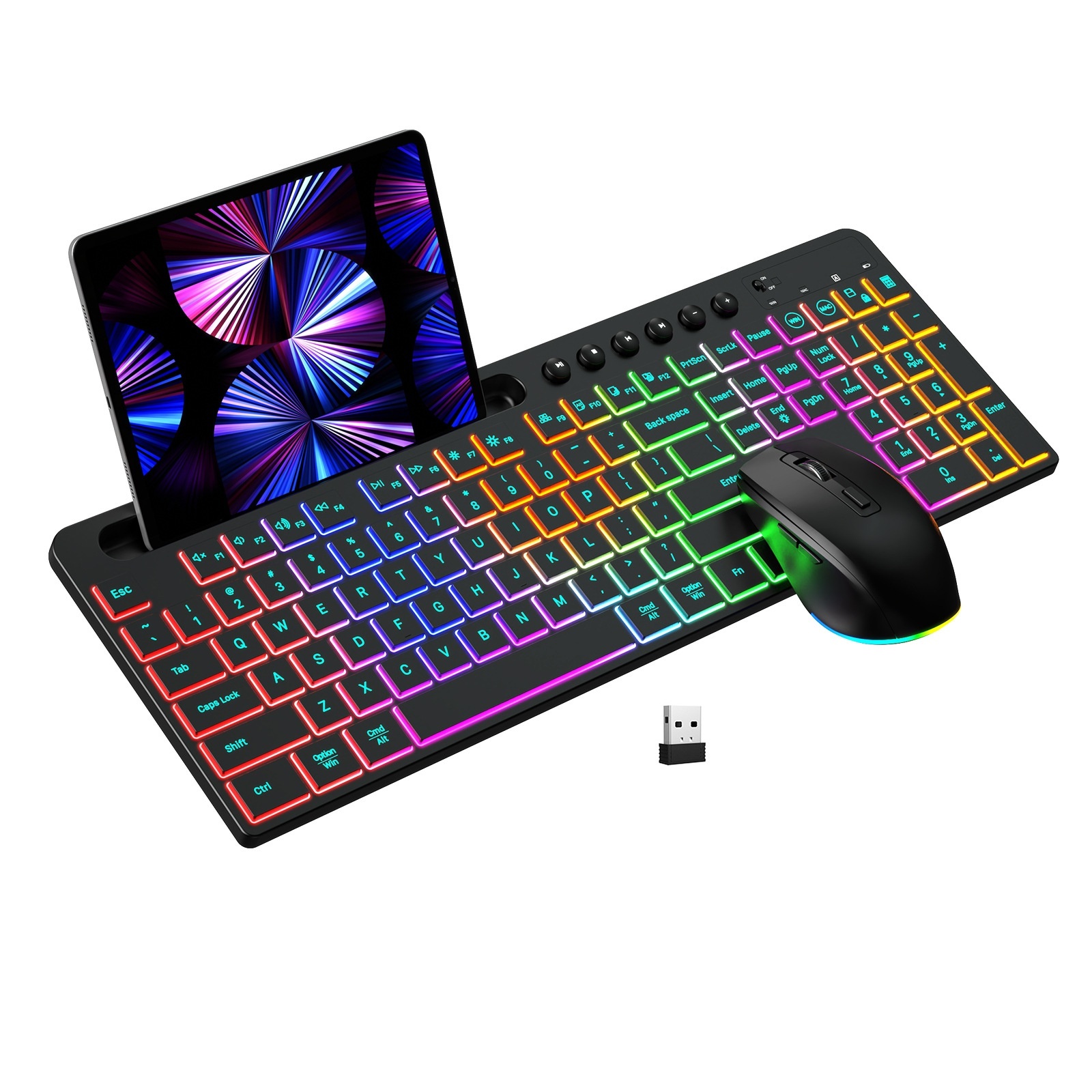 Wireless Keyboard And Mouse One-piece Set With Card Slot Luminous Ergonomic Business Office - Image 5