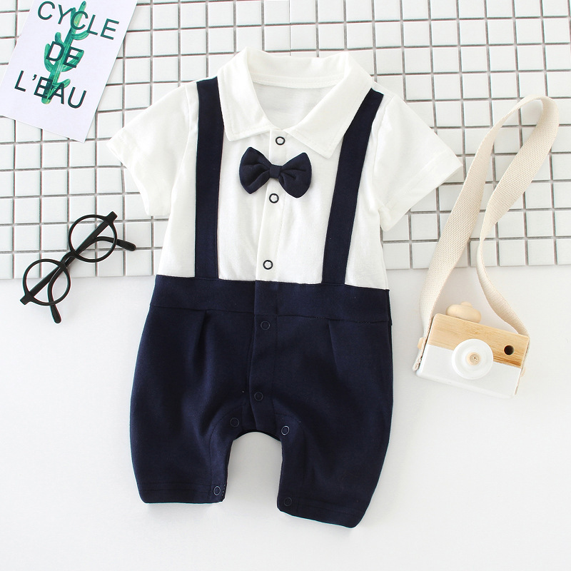 Baby bow gentleman climbing suit - Image 5