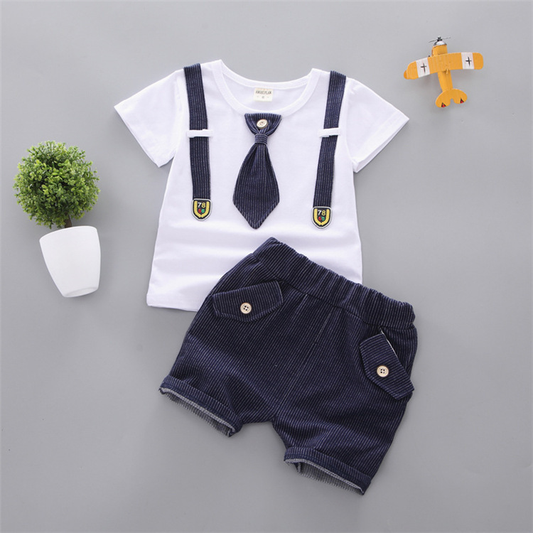 Baby Round Neck Tie Shorts T-shirt Set - Image 8