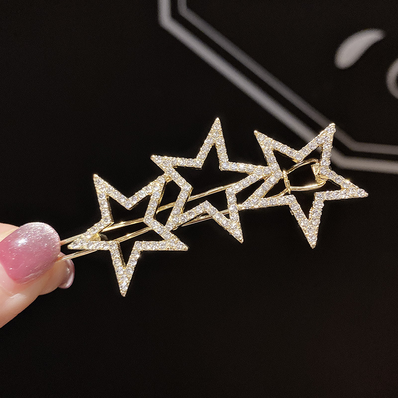 Five-pointed star rhinestone hair clip Liu Haibin clip - Image 3
