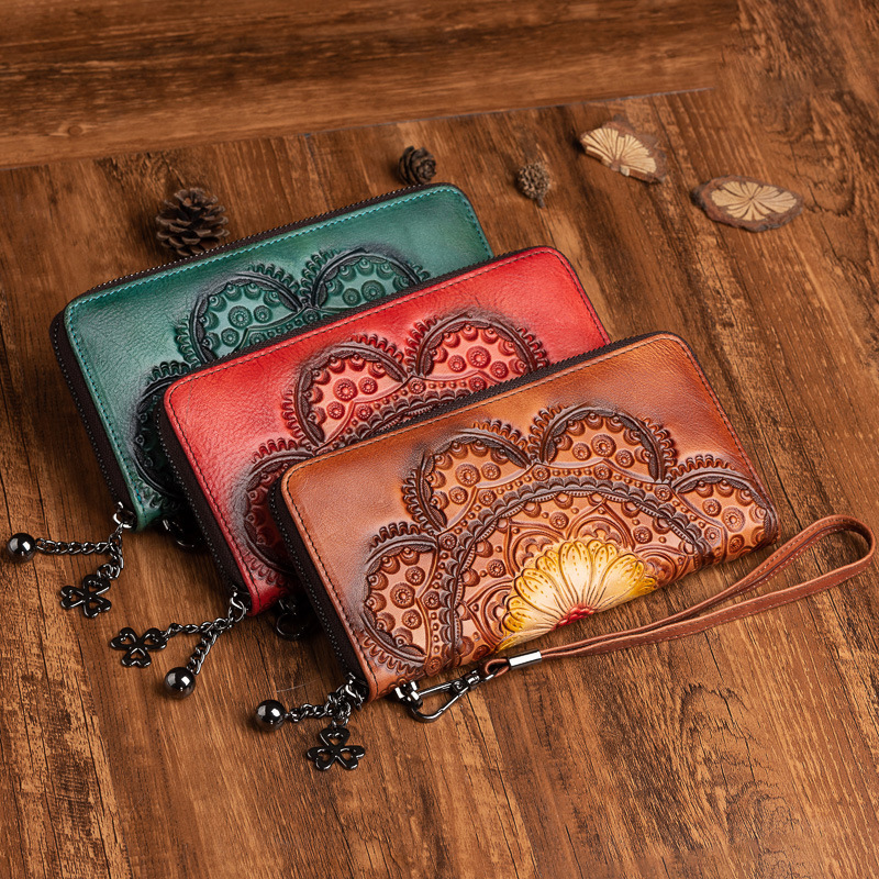 First layer cowhide wallet long women leather wallet - Image 2