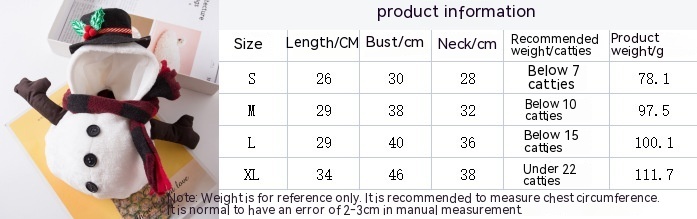 Christmas Pet Funny Clothes Snowman Pet Costume - Image 6