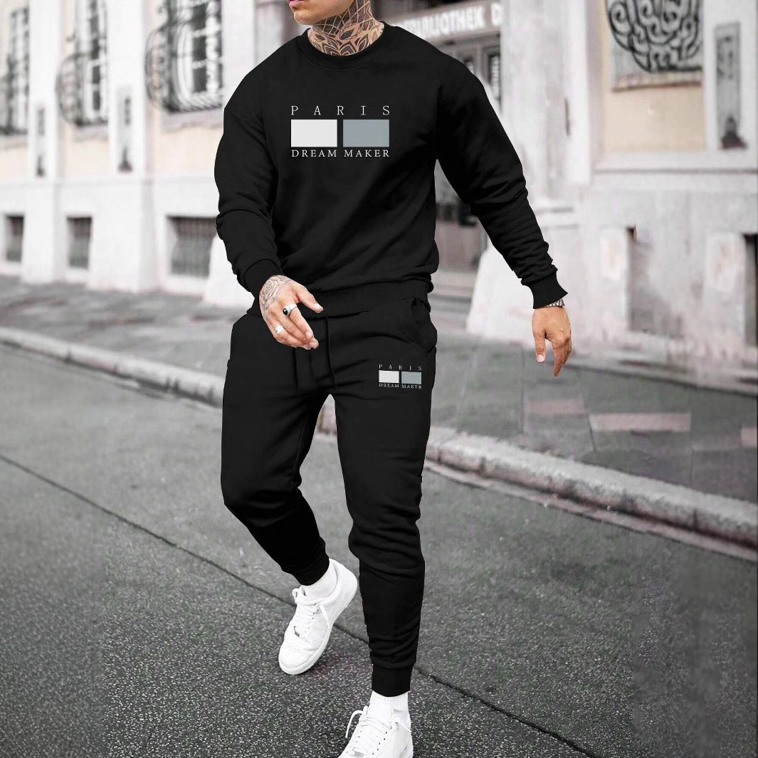 Round Neck Sweater Casual Sports Suit European Size Men's Clothing - Image 2