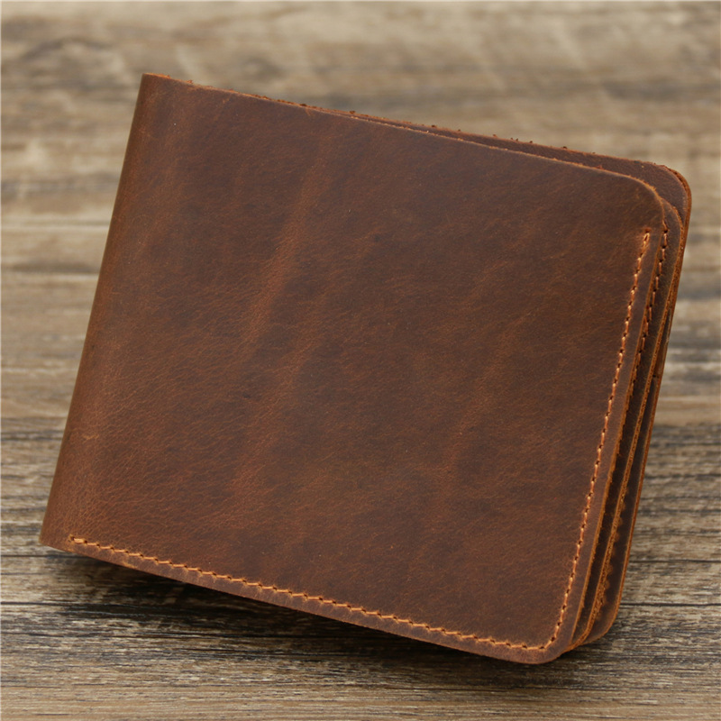 Men's Wallet Leather Wallet Retro Rough Tri-fold First Layer Cowhide - Image 4