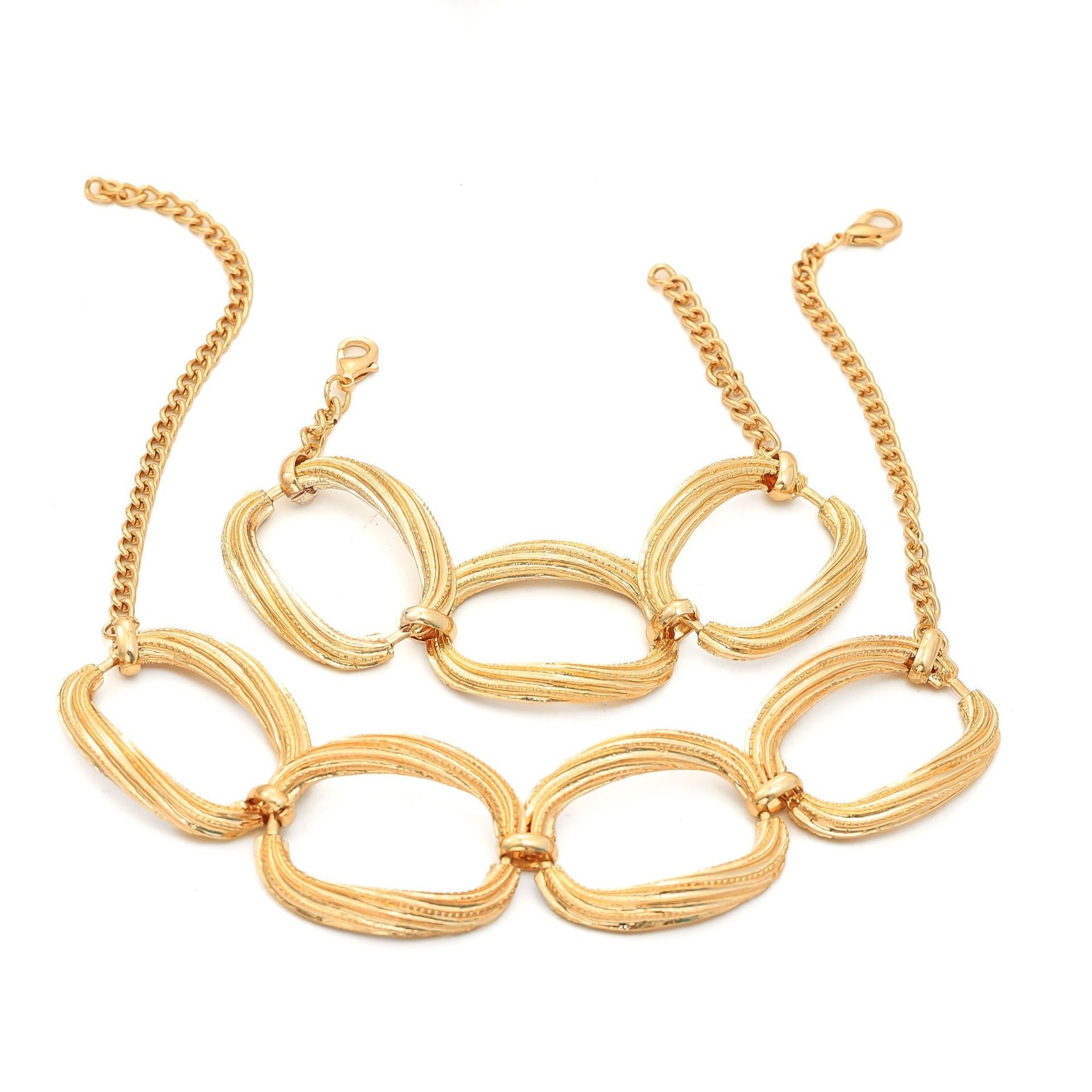 Personality Metal Geometry Creative Simple Necklace Bracelet Jewelry Suit - Image 6