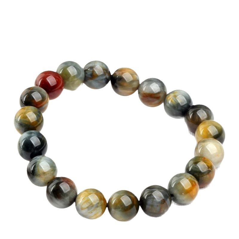 Natural Color Eagle Eye Stone Round Beads Bracelet - Image 2