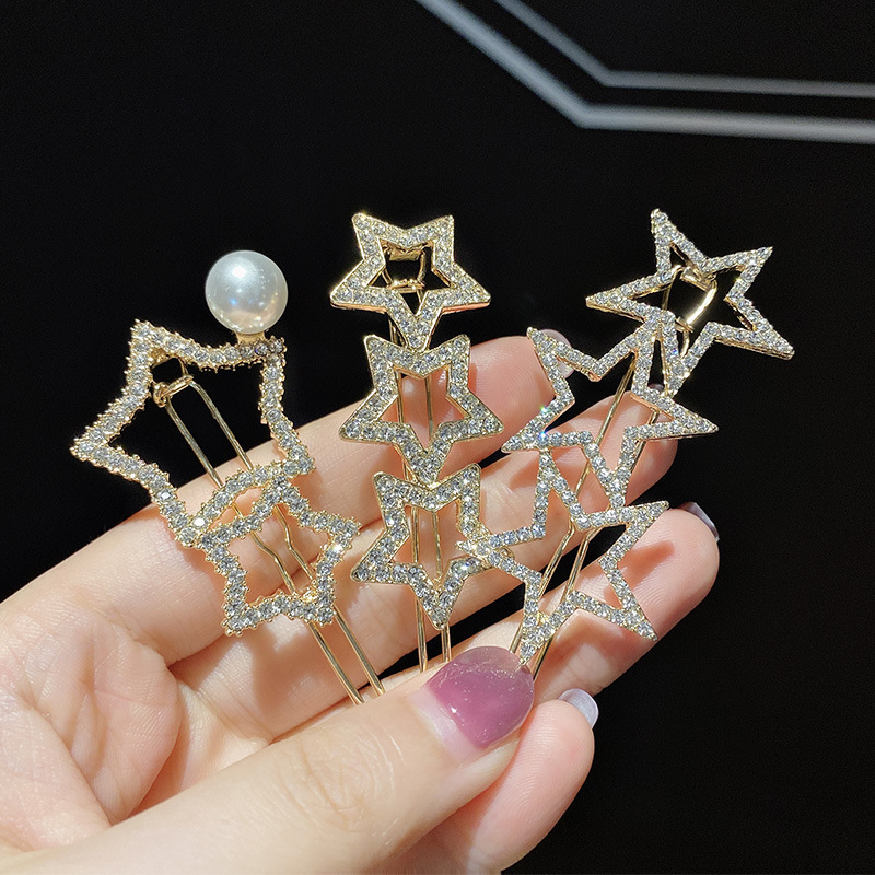 Five-pointed star rhinestone hair clip Liu Haibin clip - Image 5