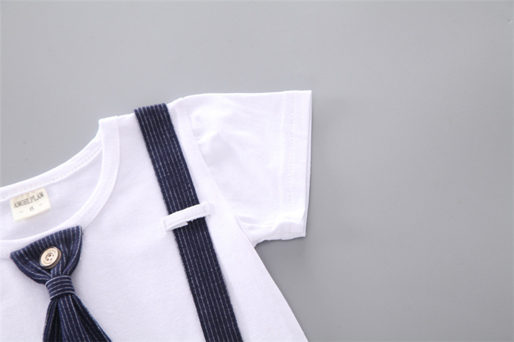 Baby Round Neck Tie Shorts T-shirt Set - Image 6