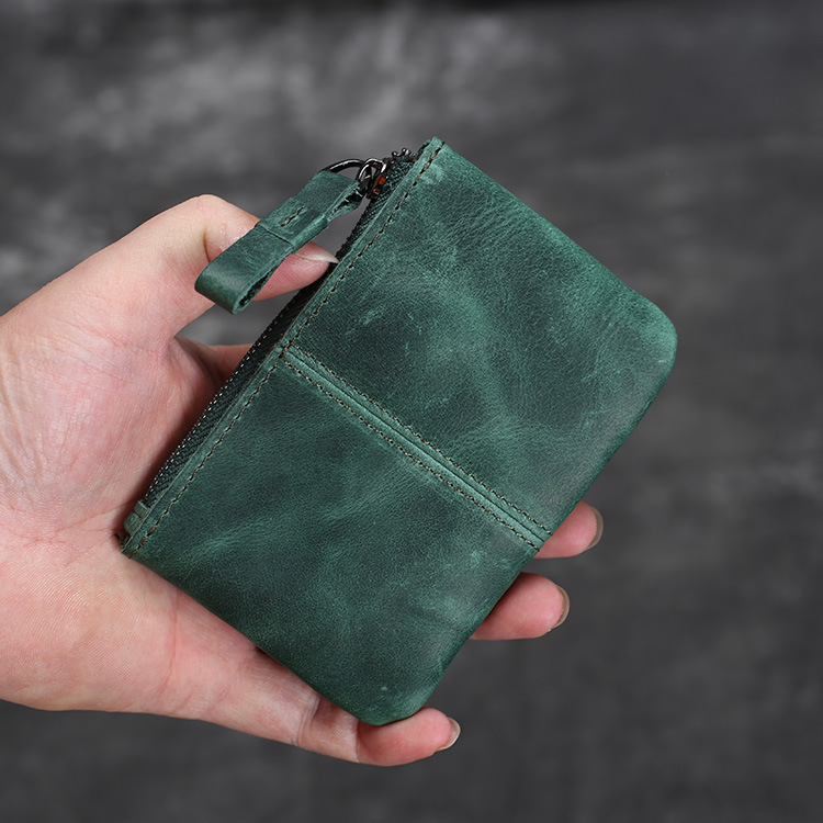 Men's Retro Crazy Horse Leather Coin Purse - Image 6