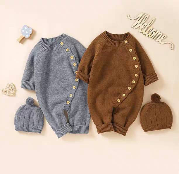 Babies' Knit Jumpsuit Male And Female Baby Sweater - Image 9