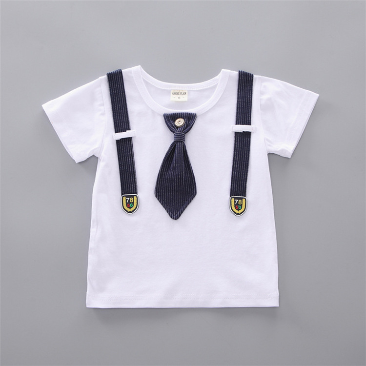 Baby Round Neck Tie Shorts T-shirt Set - Image 2