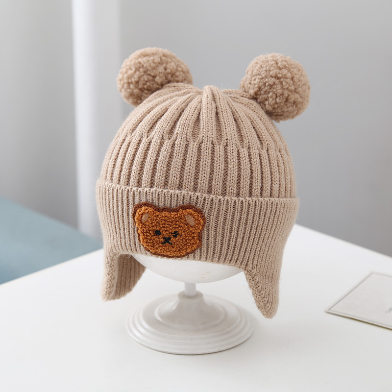Baby Hat Warm Earflaps Cap Cute Bear Baby Knitted Woolen Cap - Image 8