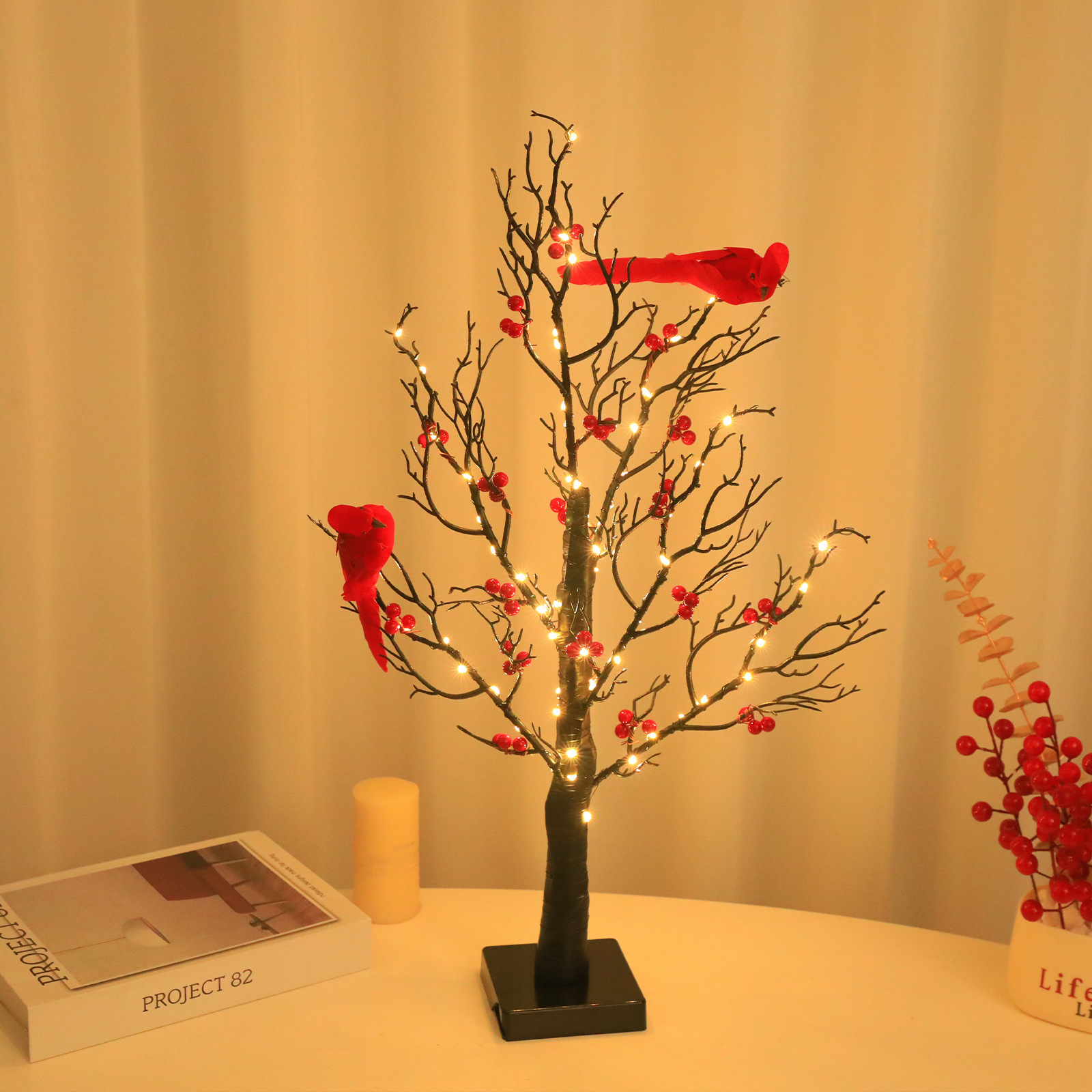 Luminous Red Bird Winding Tree Lamp Decorative Atmosphere Holiday Lamp