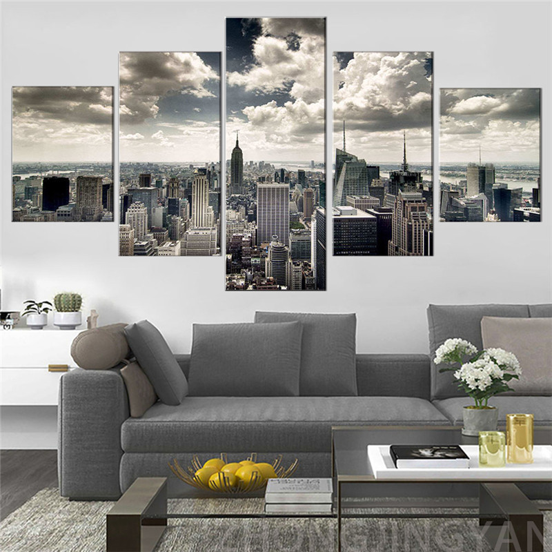 Wall Art HD Print 5 Pieces Of Urban Landscape Canvas - Image 3