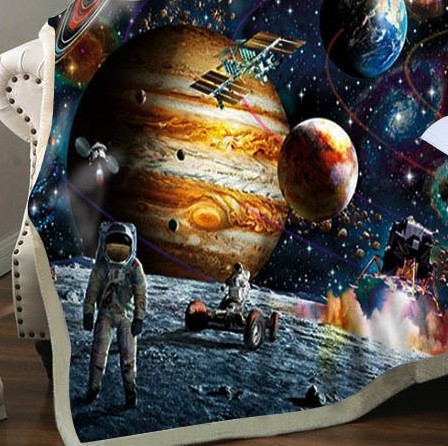 BeddingOutlet Sloth Blankets For Bed Cartoon Animal Plush Blanket Planet Star Bedding Universe Outer Space Sherpa Fleece Blanket - Image 2