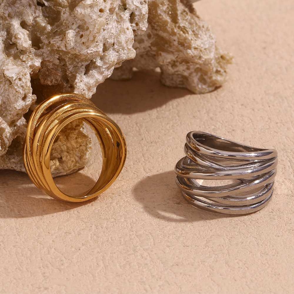 European And American Niche Retro Irregular Woven Winding Closed Ring