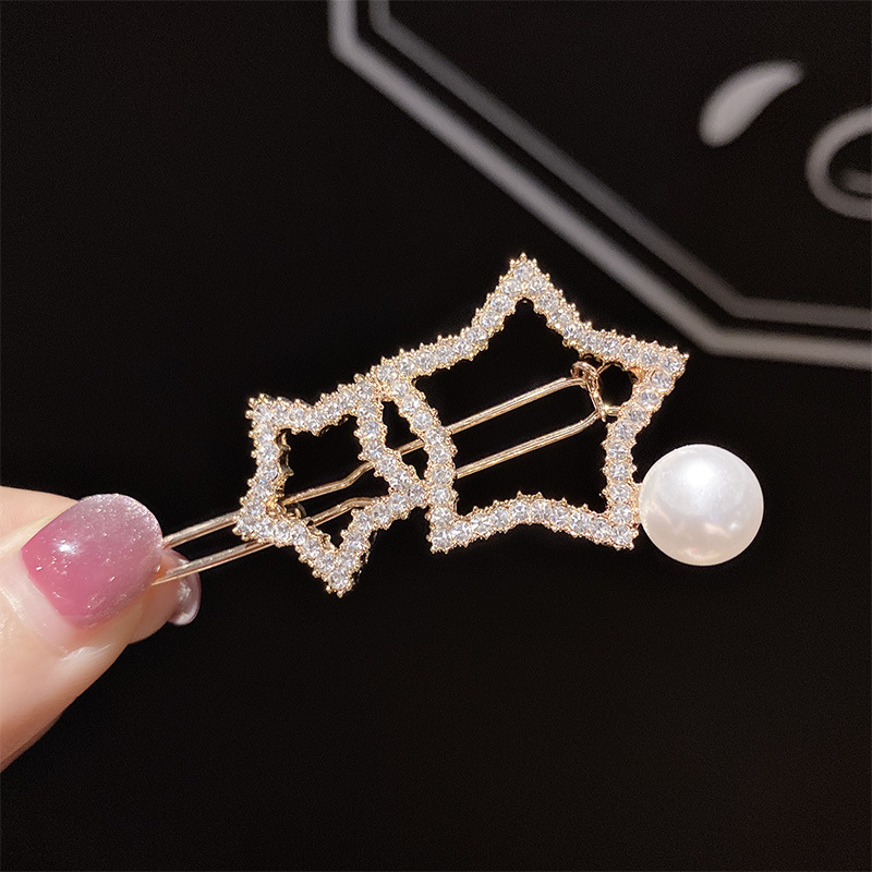 Five-pointed star rhinestone hair clip Liu Haibin clip - Image 2
