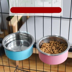 Stainless Steel Dog Fixed Cat Bowl Cat Bowl Dog Cage Water Anti-Overturning Dog