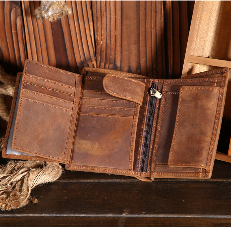 Men's Genuine Leather Retro Vertical Wallet - Image 9