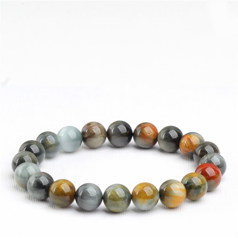 Natural Color Eagle Eye Stone Round Beads Bracelet - Image 3