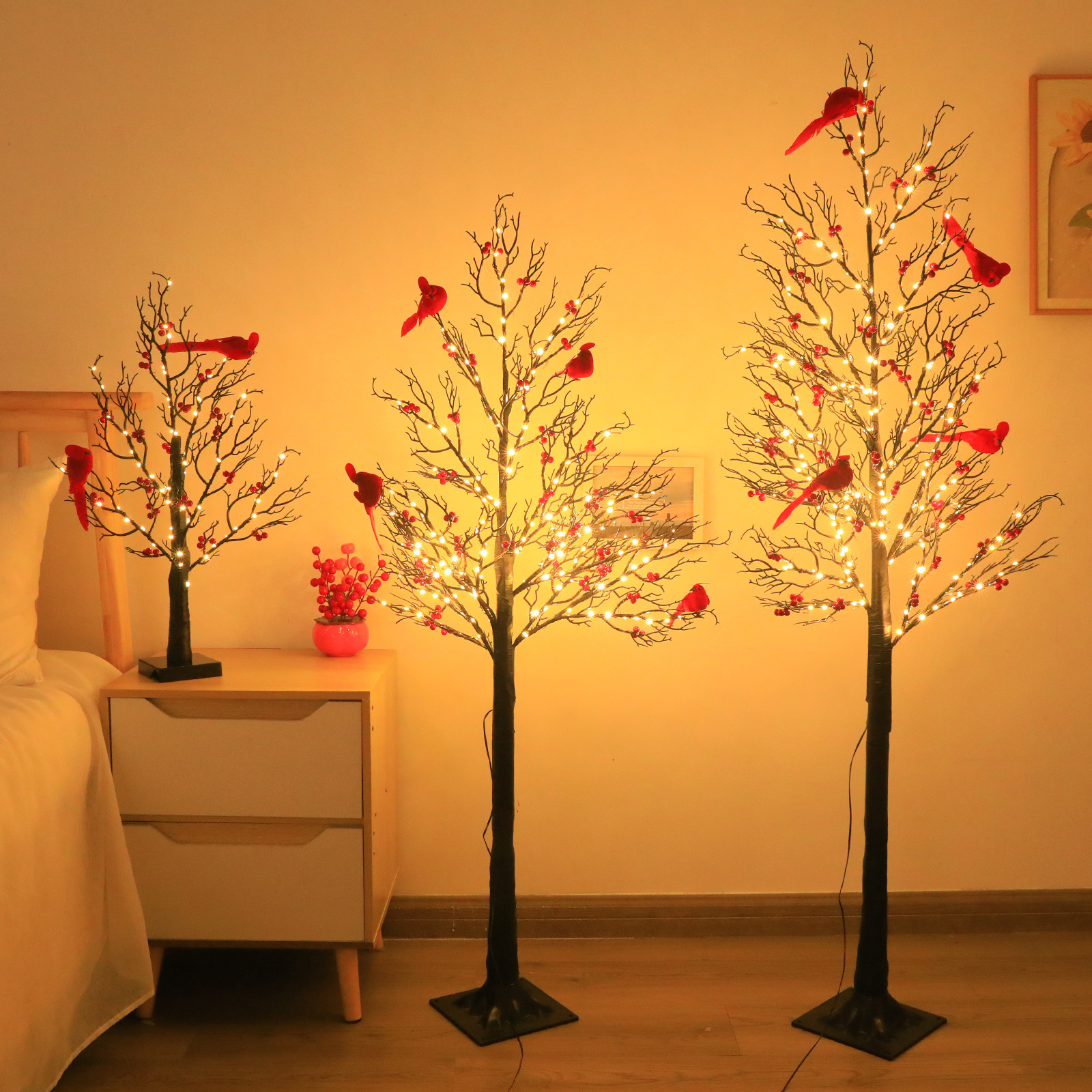 Luminous Red Bird Winding Tree Lamp Decorative Atmosphere Holiday Lamp - Image 6