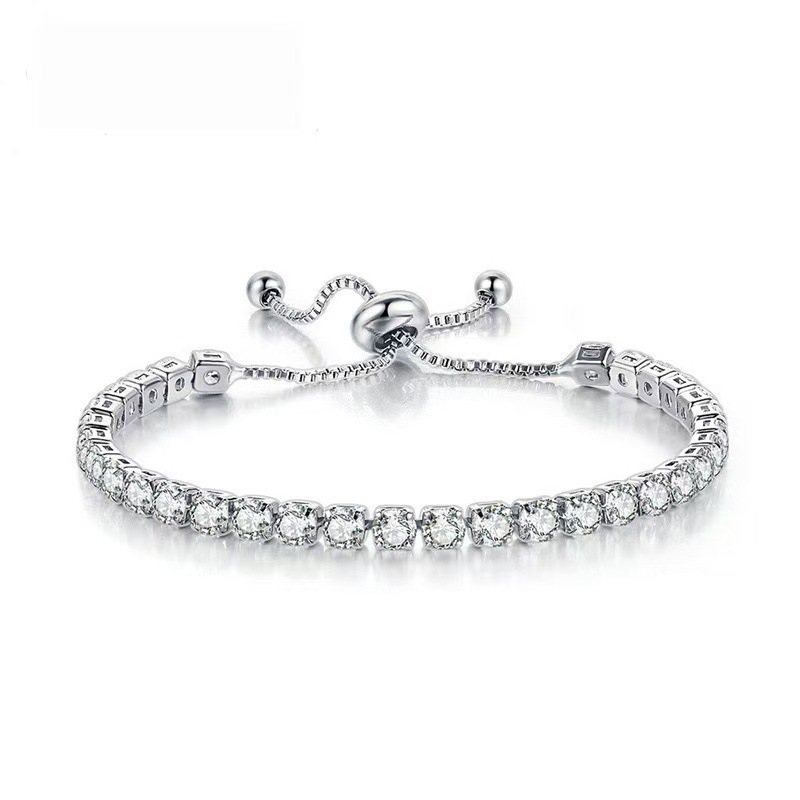 Simple Stainless Steel Material Square Zircon Crystal Bracelet