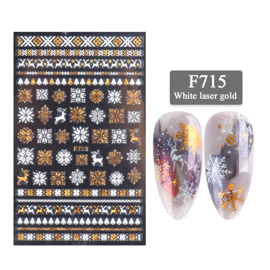 New Nail Stickers 3D Christmas Series Two-color Golden Laser Snowflake Thin Stickers Nail Art Design Nail Art Stickers - Image 5