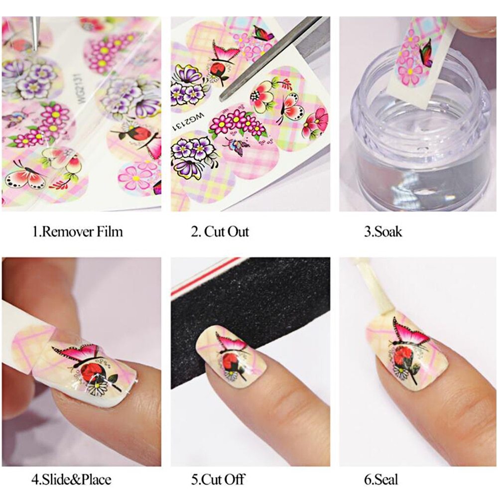 1pcs Nail Sticker Butterfly Flower Water Transfer Decal Sliders for Nail Art Decoration Tattoo Manicure Wraps Tools Tip JISTZ508 - Image 7