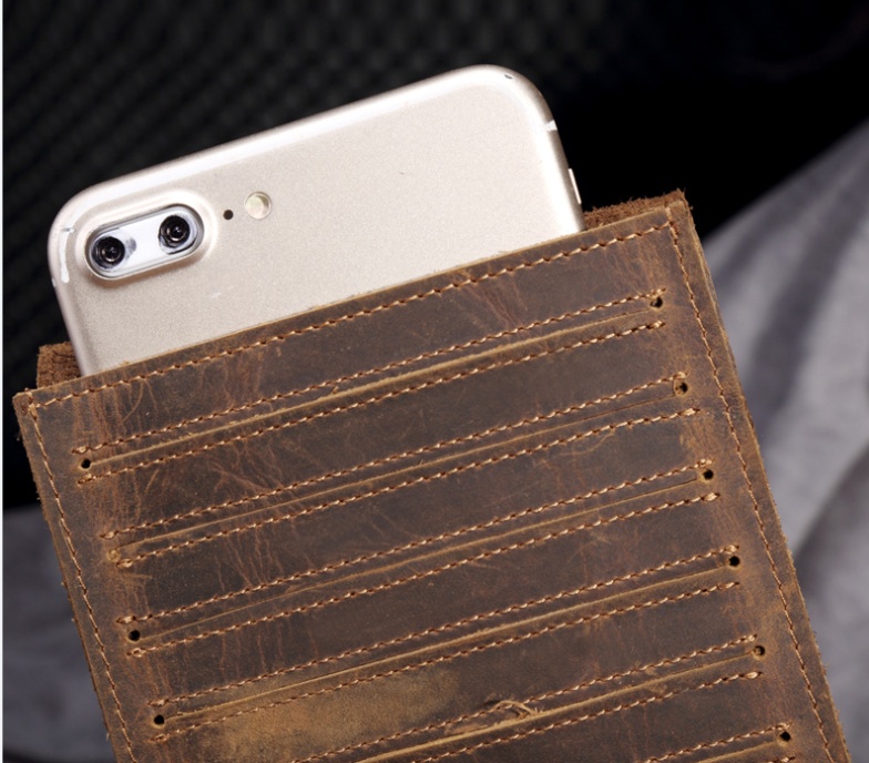 Men's Long Mobile Phone Bag Money Bag Head Layer Cowhide Crazy Ma Card Bag Wallet Card Clip Big Card Clip Thin - Image 7