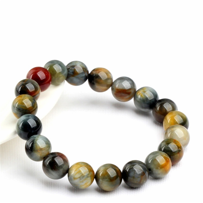 Natural Color Eagle Eye Stone Round Beads Bracelet - Image 5