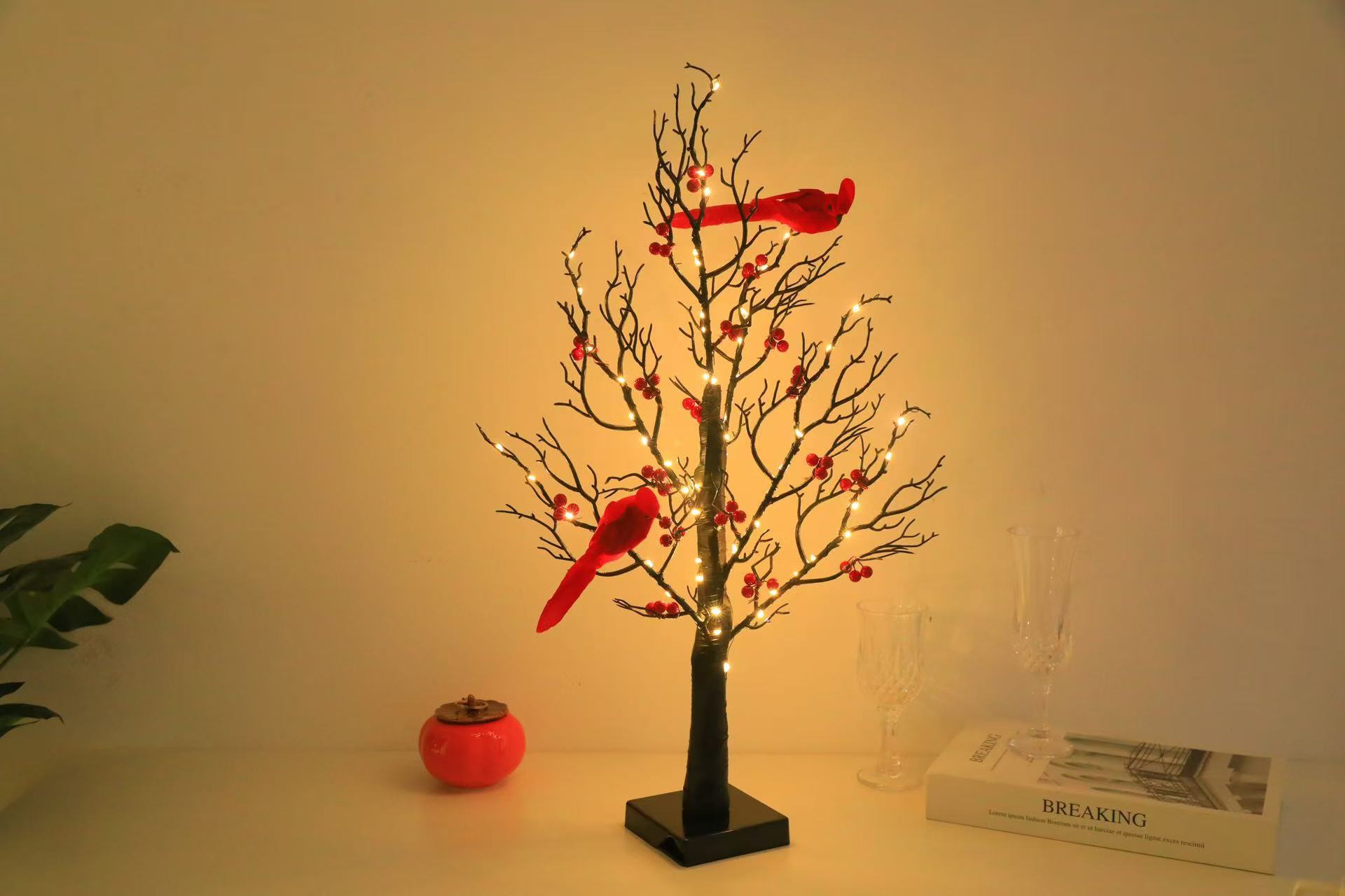 Luminous Red Bird Winding Tree Lamp Decorative Atmosphere Holiday Lamp - Image 4