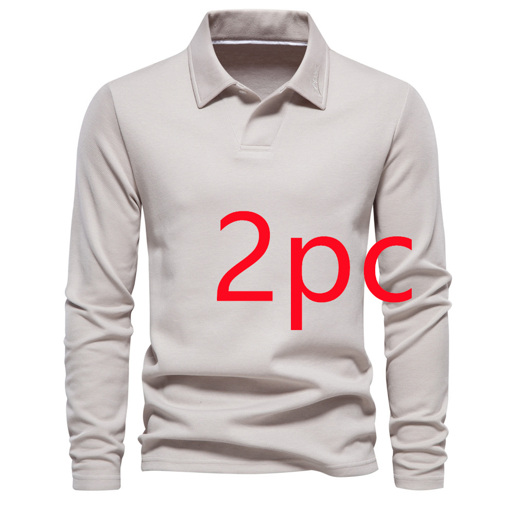 Fashion Lapel Long-sleeved Polo Shirt Men's Casual Solid Color Tops Clothing - Image 10