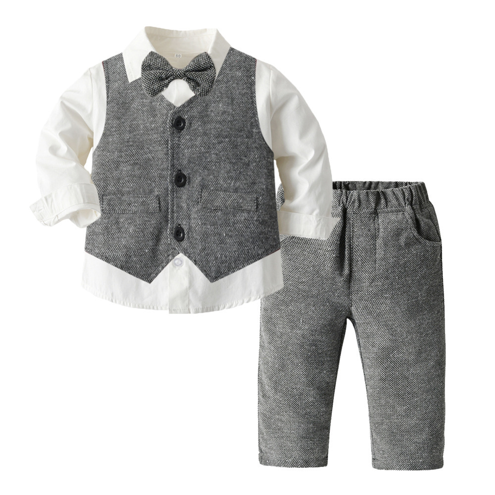 Boys Autumn Clothing Children's Suit Three-piece Set - Image 4