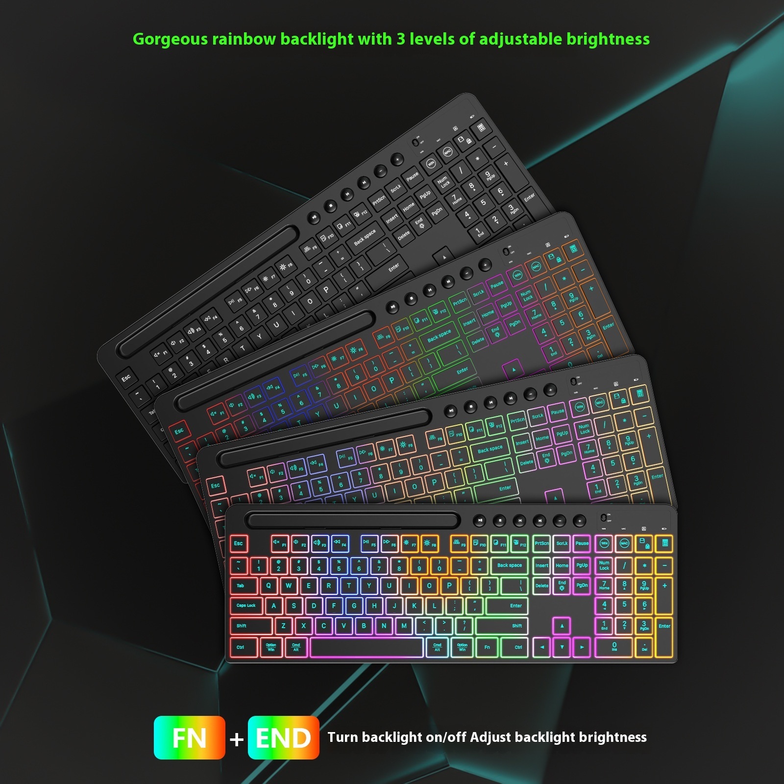 Wireless Keyboard And Mouse One-piece Set With Card Slot Luminous Ergonomic Business Office - Image 2
