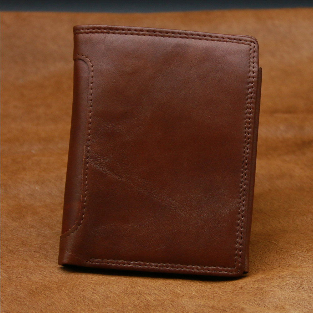 Men's Genuine Leather Retro Vertical Wallet - Image 6