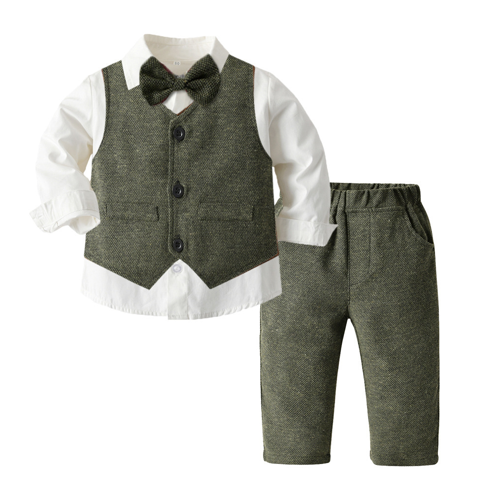 Boys Autumn Clothing Children's Suit Three-piece Set - Image 3