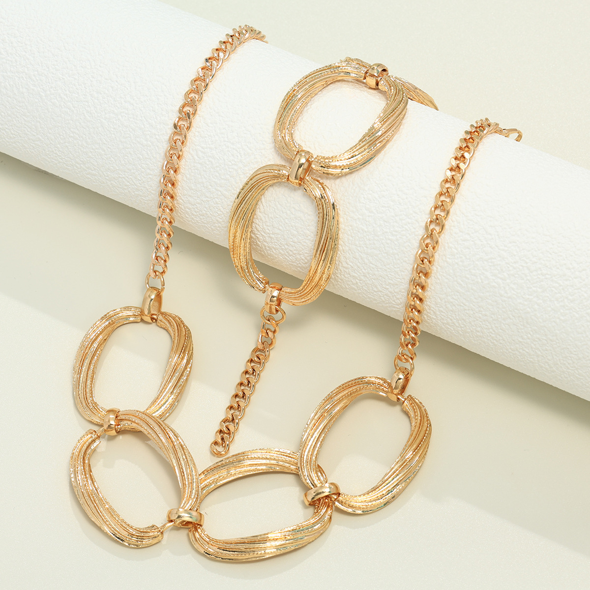 Personality Metal Geometry Creative Simple Necklace Bracelet Jewelry Suit - Image 7